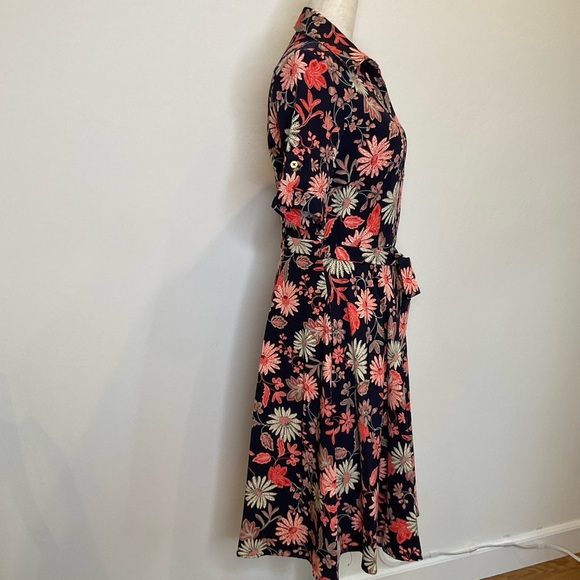 NWT Nanette Lepore Fit & Flare Midi Dress Floral Print Belted with Pockets Sz 2 - Picture 7 of 15